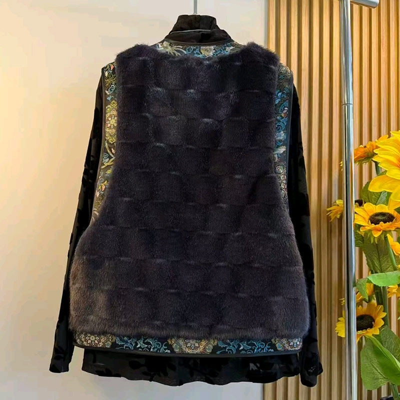大码女装复古拼色花朵边盘扣毛毛马甲胖妹妹显瘦高领暗花长袖小衫,淘宝优惠券,粉丝福利购,淘宝优惠卷