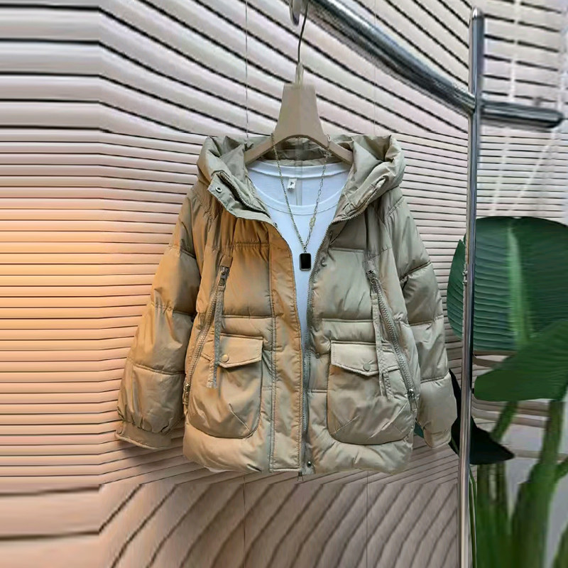 韩版胖妹妹连帽双兜棉服外套2025冬季款简约大码女装百搭保暖上衣,淘宝优惠券,粉丝福利购,淘宝优惠卷