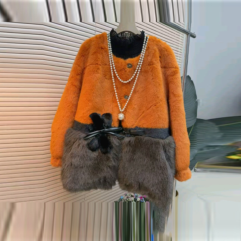 胖MM加肥圆领长袖拼色底摆开衫毛毛外套大码女装欧货小众设计上衣,淘宝优惠券,粉丝福利购,淘宝优惠卷