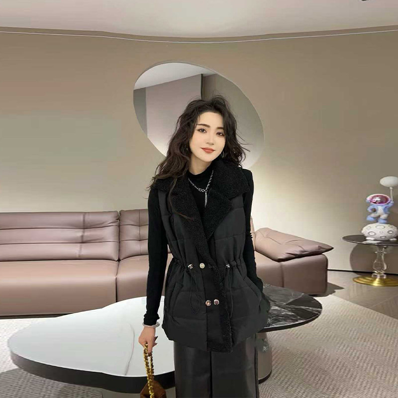 胖MM加肥毛毛翻领收腰棉马甲韩版大码女装冬季款宽松百搭显瘦坎肩,淘宝优惠券,粉丝福利购,淘宝优惠卷