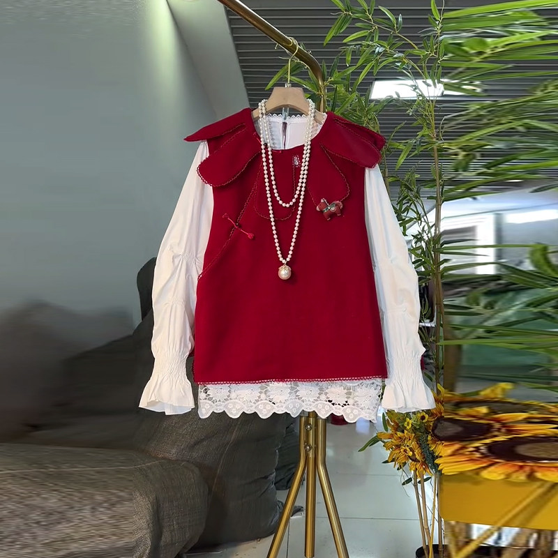 大码女装欧洲站洋气花瓣领马甲胖妹妹百搭减龄淑女风微喇袖口衬衫,淘宝优惠券,粉丝福利购,淘宝优惠卷