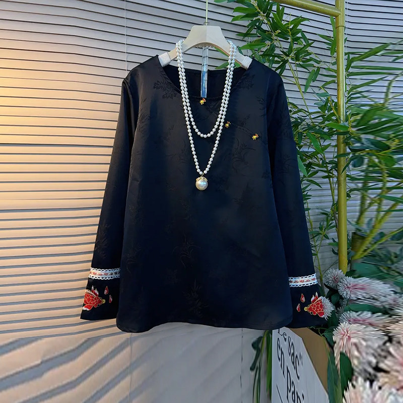 大码女装盘扣暗花国风马甲胖妹妹2026新款百搭减龄刺绣花袖口小衫,淘宝优惠券,粉丝福利购,淘宝优惠卷
