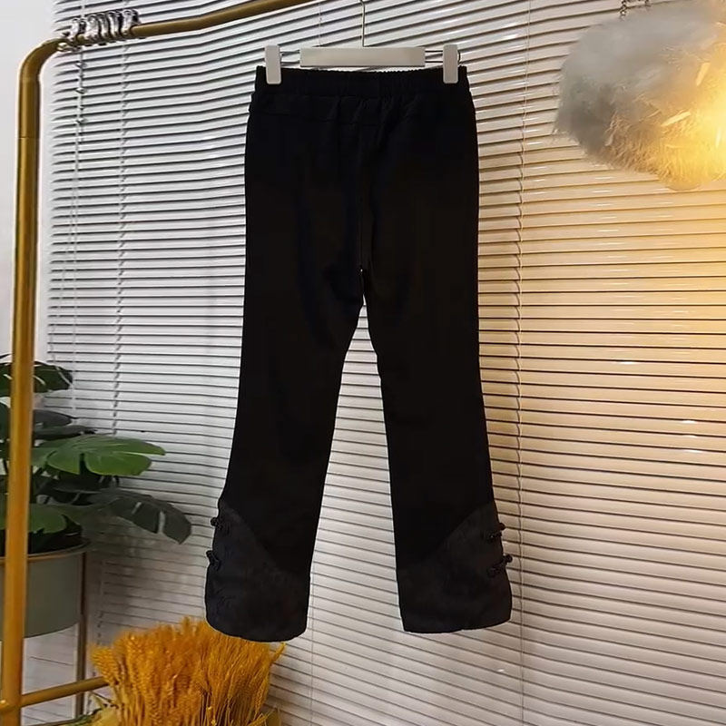 大码女装松紧腰盘扣长裤胖妹妹黑色显瘦宽松遮胯秋冬款百搭休闲裙,淘宝优惠券,粉丝福利购,淘宝优惠卷