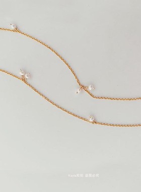 儿童镀金麋鹿毛衣链天然淡水珍珠