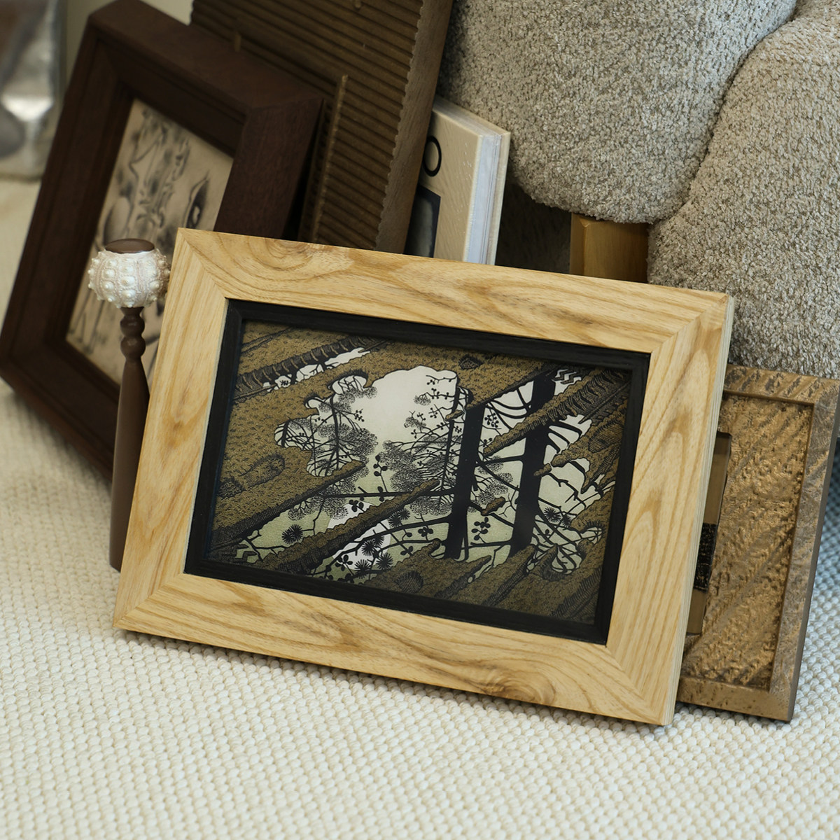 空合 现代原木复古高级感客厅【马】装饰画中古风餐厅玄关挂画,淘宝优惠券,粉丝福利购,淘宝优惠卷