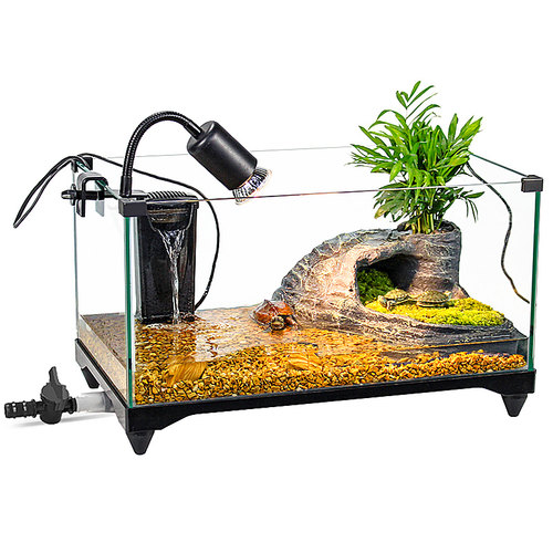 乌龟专用缸水陆缸带晒台客厅桌面玻璃鱼缸养龟巴西龟鱼饲养混养缸 - 图3