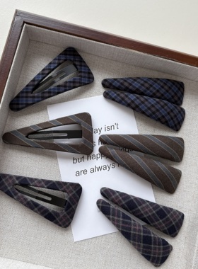 韩国新款格纹布艺发夹女高级感侧边刘海夹子头饰后脑勺碎发夹发饰