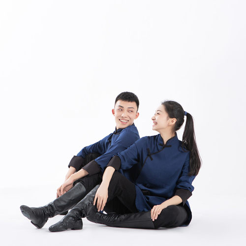 涂一MZ001丨民族舞服装蒙古舞练功服女男考试汇课练习上衣演出服 - 图0