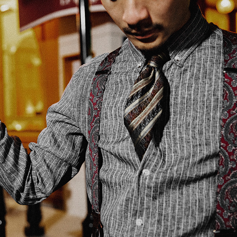 SOARIN英伦风雅痞男装复古条纹衬衫 高级感商务休闲西装衬衣免烫