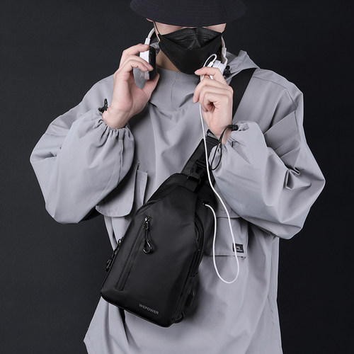 2025新款韩潮时尚尼龙布小背包夏季男士多功能胸包休闲单肩斜挎包 - 图0