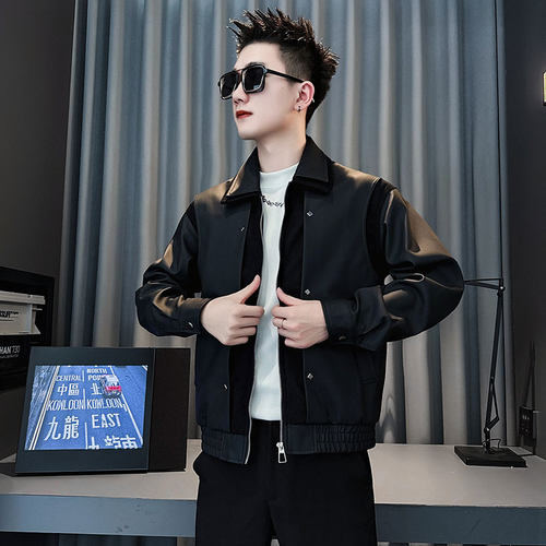 痞帅炸街皮衣男士超火皮夹克2025新款爆款秋冬高级感撞色加厚外套 - 图3
