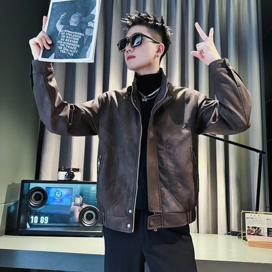 秋冬加绒加厚皮衣男士流行保暖皮夹克2025新款爆款高级感痞帅外套