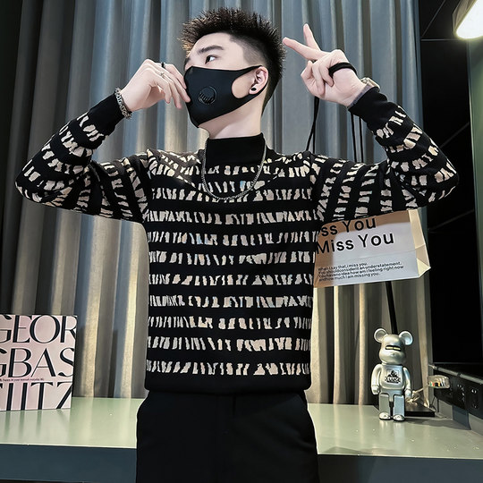 秋冬季痞帅炸街毛衣男款高级感针织衫2025新款潮流紧身内搭打底衫