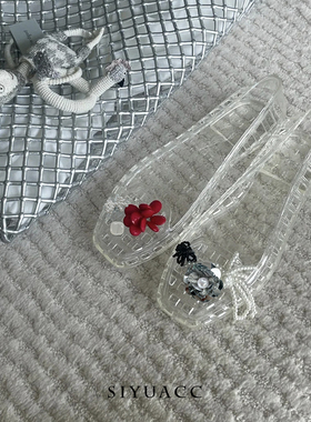 果冻鞋鞋花水晶鞋洞洞鞋珠花鞋扣