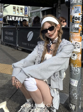 美式运功灰色发带简约宽边头带女