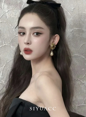 古力娜扎同款黑色丝绒蝴蝶结发夹