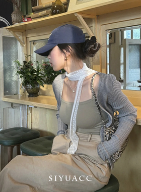 气质白色波点网纱丝巾女系脖围巾