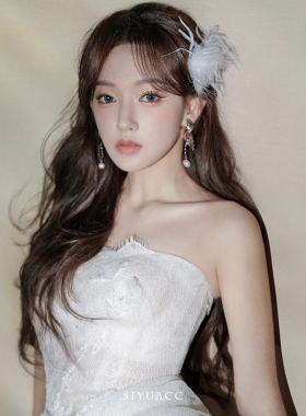 程萧同款白色羽毛发夹侧边夹女