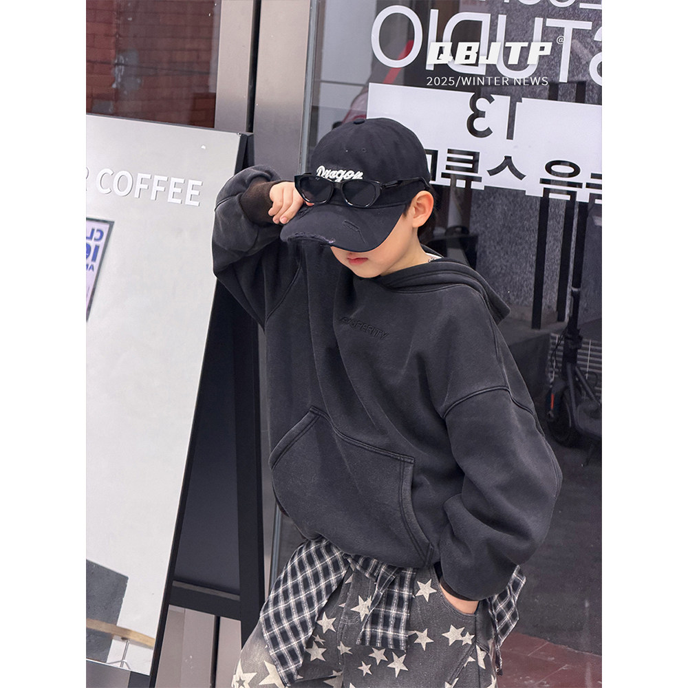 Q宝家童品12月新款 儿童韩系卫衣中大童冬装加绒连帽外套男童上衣,淘宝优惠券,粉丝福利购,淘宝优惠卷