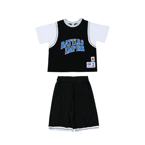 Q Bao family children's fake two-piece basketball suit and Shorts Set