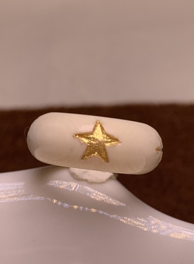 天然猛犸象牙，日月星辰跑环 内径10mm，外径16.6.5mm DIY配饰