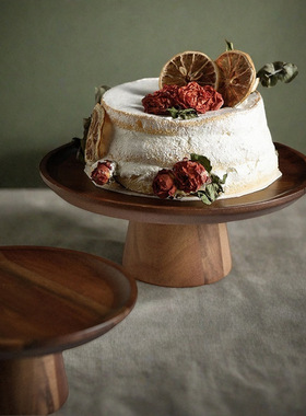 日式相思木高脚蛋糕盘木托盘摆件婚庆甜品台展示架家居水果零食盘