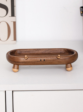 托盘木质多功能收纳桌面家用置物架创意展示架胡桃创意木托盘摆件