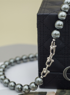 【S925马蹄扣链】人造冷光澳白/大溪地珍珠 全珠链 珍珠项链