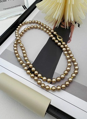 大溪地高级咖色珍珠S925长项链