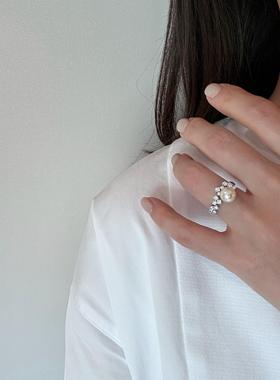 海水akoya珍珠戒指人造珍珠s925