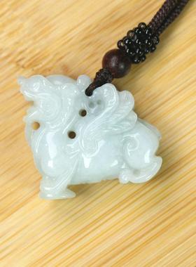 天然翡翠A货双面立体貔貅玉吊坠