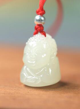 收藏级天然白玉红绳宝宝佛玉吊坠