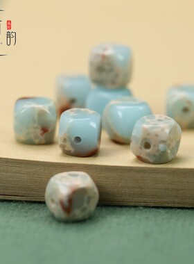 天然寿山石方糖散珠8*7mm