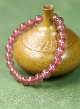 天然草莓晶圆珠转运珠手链手串