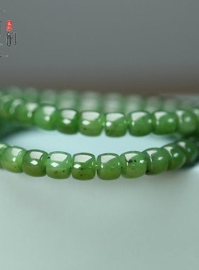 天然和田玉碧玉直切老型珠手链