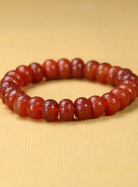 天然红玛瑙祥云算盘珠老型珠手链