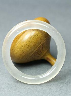 纯天然玛瑙高冰白冰粗圆条手镯女