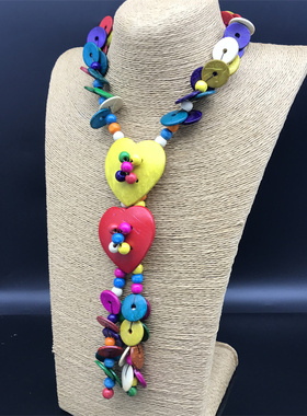 椰壳木质烤漆圆珠链女百搭配饰