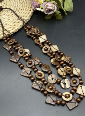 波西米亚彩色手工串珠复古项链