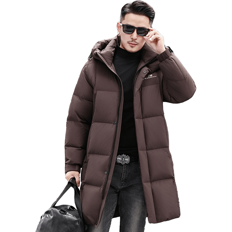 2025新款冬季羽绒服男款加厚连帽户外休闲免洗中长款极寒保暖外套 - 图0