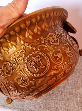 聚财招财送五帝钱纯铜聚宝盆实心