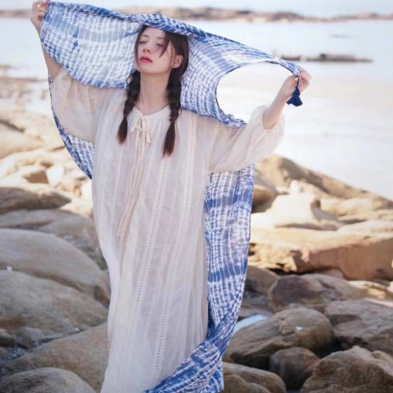 云南大理原创扎染大披肩围巾民族风小众文艺森女旅游防晒度假披风,淘宝优惠券,粉丝福利购,淘宝优惠卷