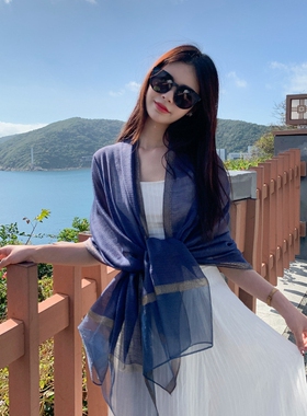 夏季金丝边度假风女丝巾