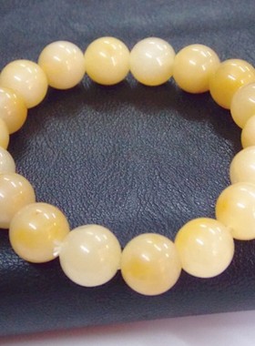 10mm黄玉圆珠单圈手链 情侣款黄玉石手饰 玉石 热销手串 厂家直销