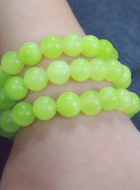 厂家地摊走量 玉石圆珠手链10mm 杂石荧光石冰翡翠圆珠手链