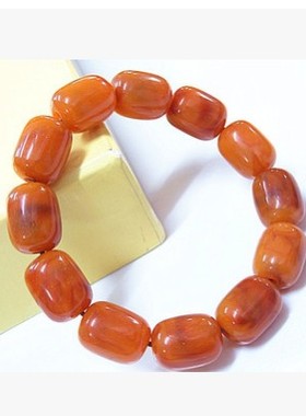 仿蜜蜡过年深黄色佛珠手链