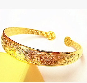 时尚风开口福字合金电镀手镯