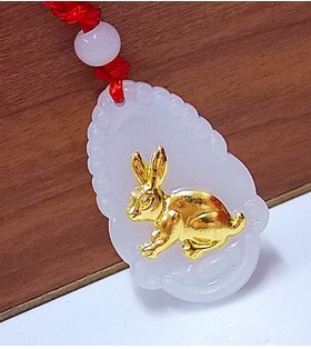 吊坠直销和田玉属相黄金项链