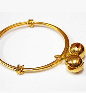 可伸缩小孩铃铛金色电镀手圈