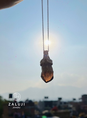 杂露集自制银绕线镶嵌月光石高频喜马拉雅茶晶吊坠含银链